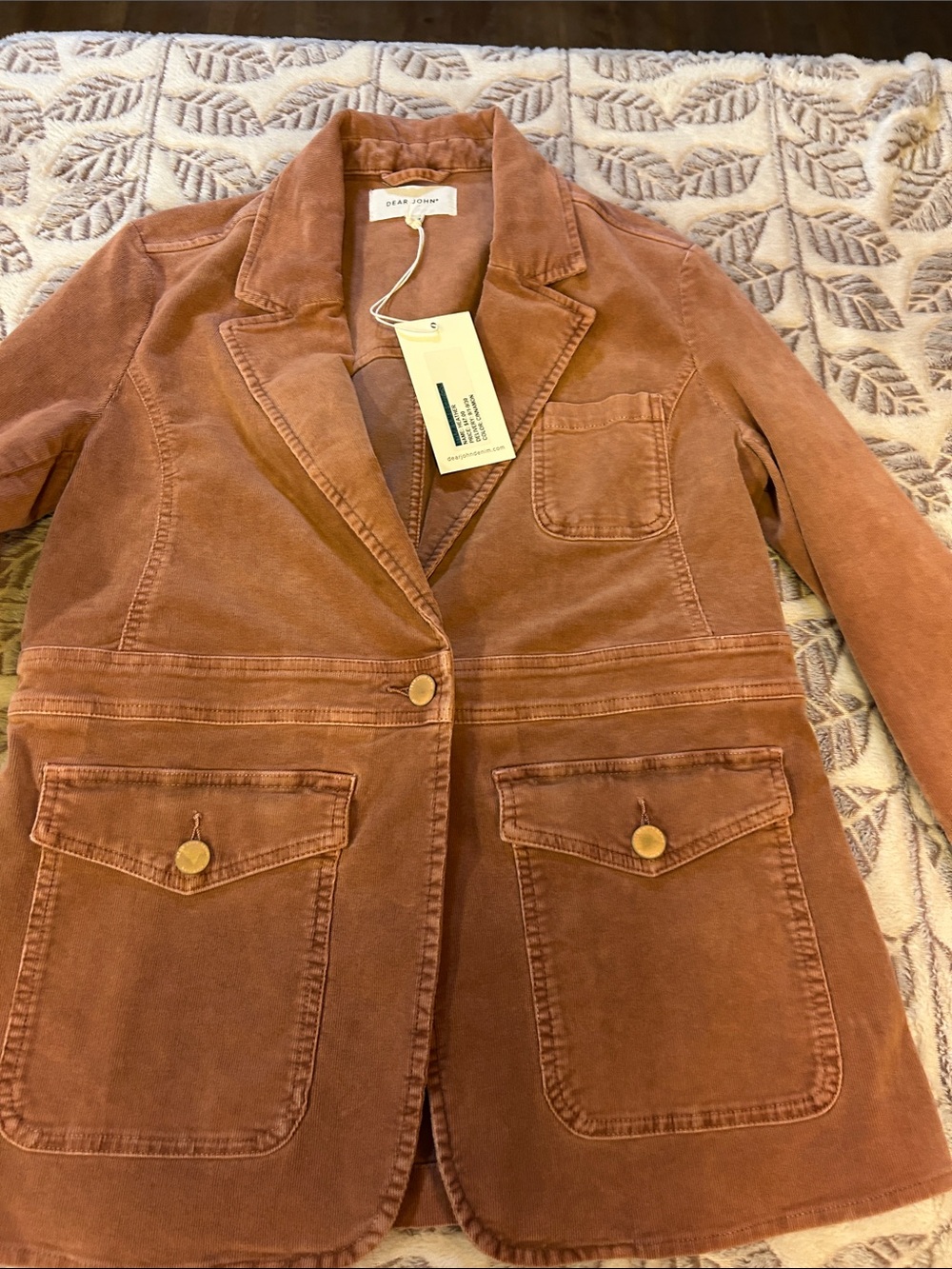 Dear John Copper Corduroy Blazer Jacket